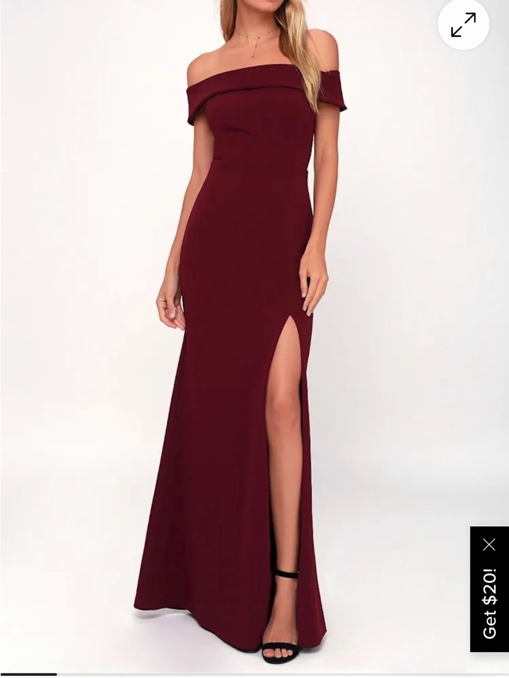Lulus Sleeveless off the shoulder Maxi Dress in Wine